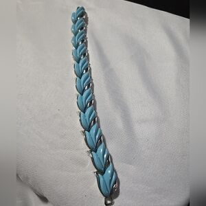 Vintage Bracelet Leaf-Shaped in a light Blue